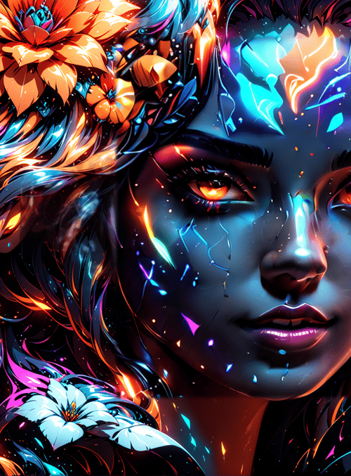 woman, flowers, digital