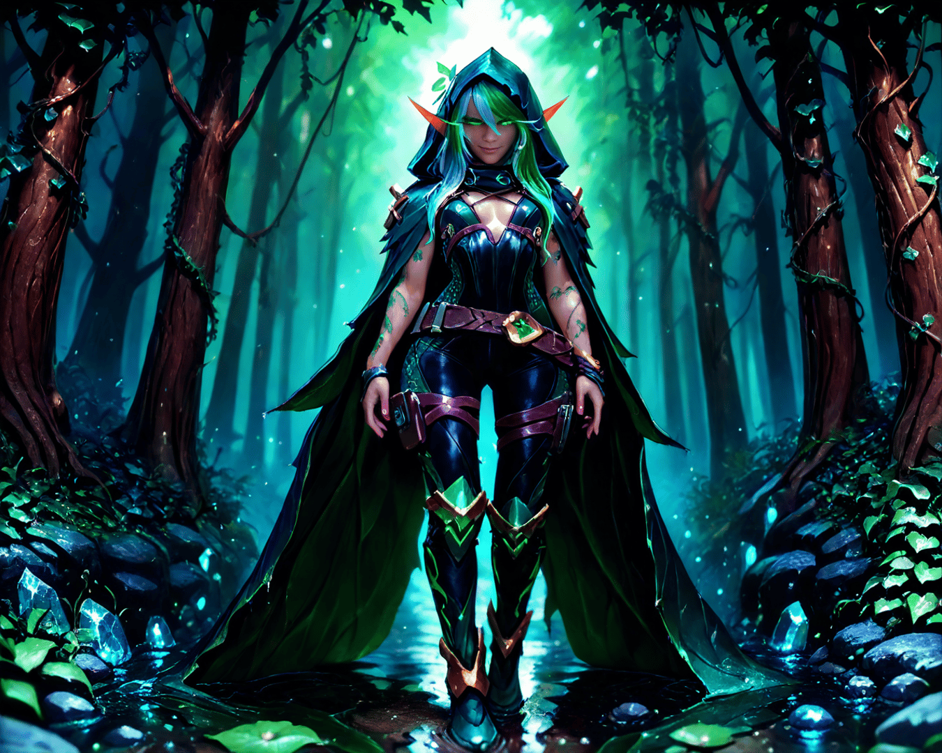 AI generated wallpaper featuring elf, warrior, mage