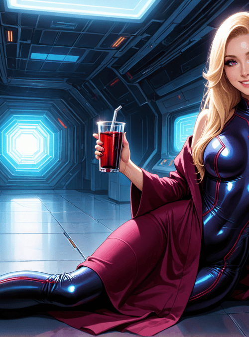woman, spaceship, drink