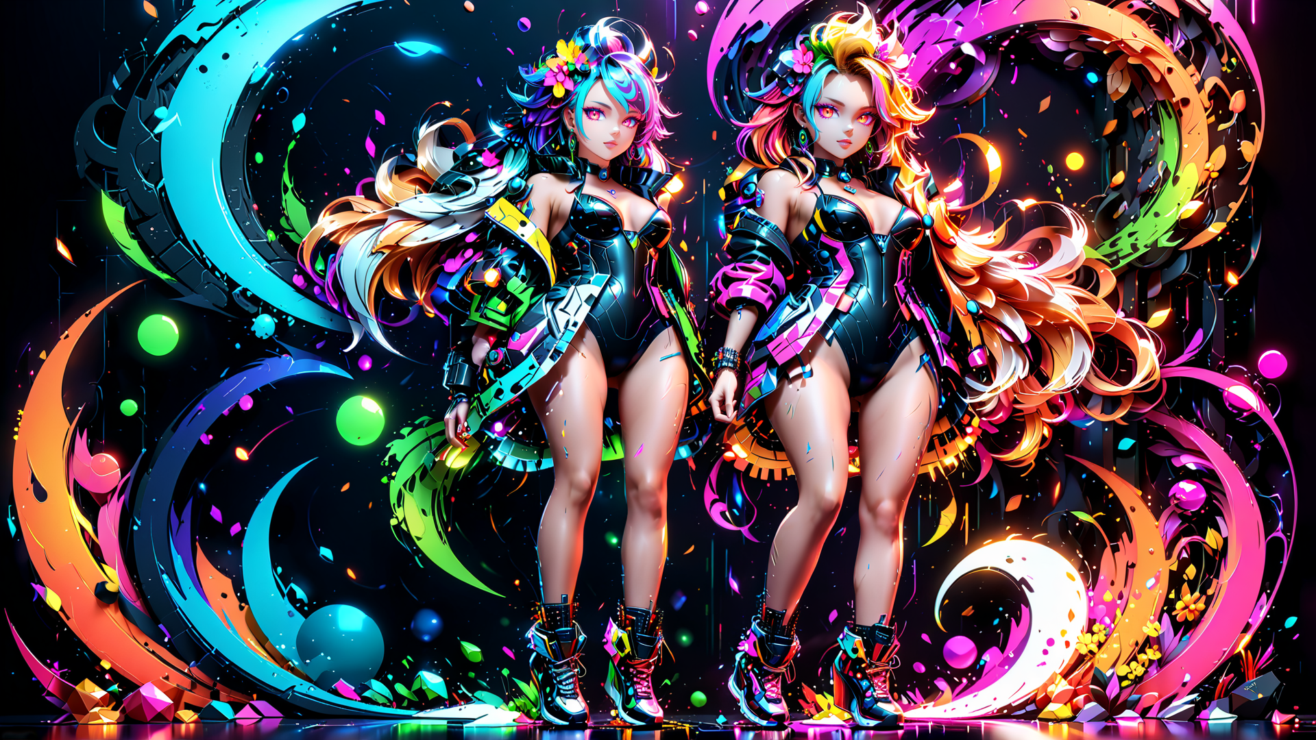 AI generated wallpaper featuring femboy, anime, cyberpunk
