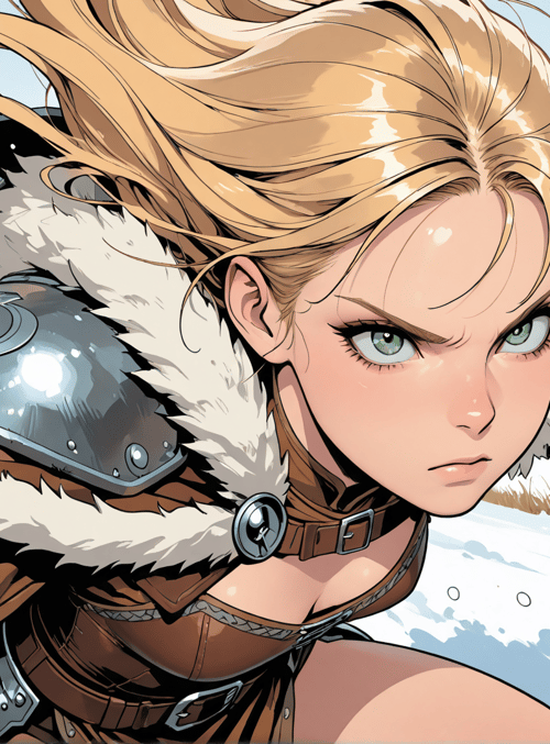 warrior, woman, blonde, sword, shield