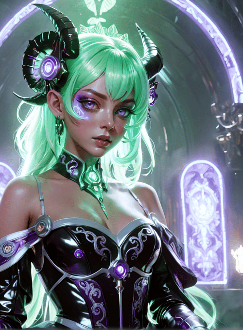 demon, female, cyberpunk, angel, character