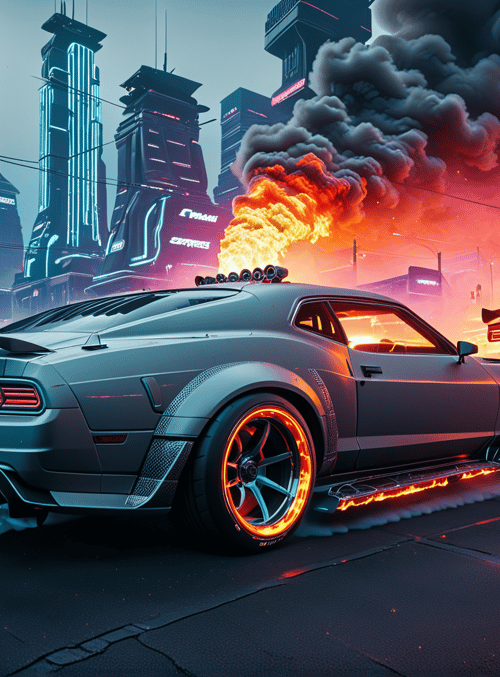 car, city, fire