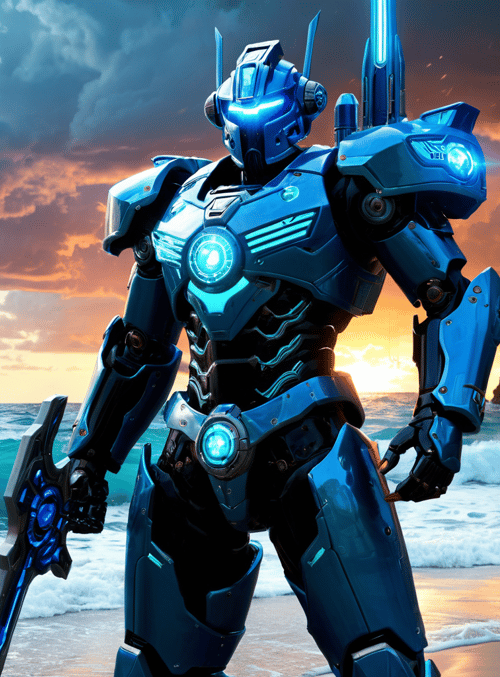 robot, armor, sword