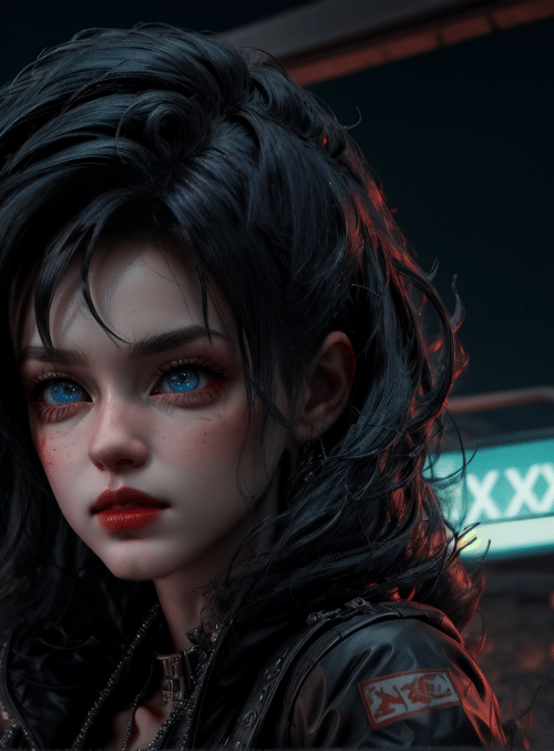 woman, neon, city