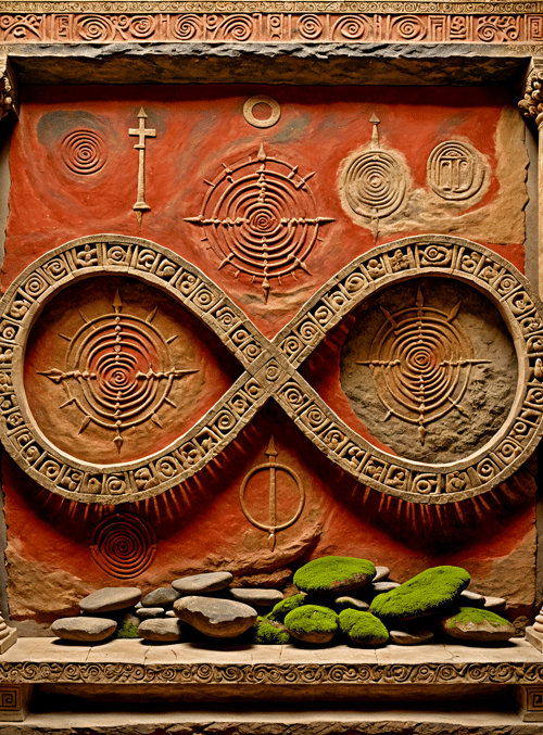 ancient symbol, stone carving, mosaic