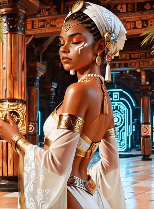 woman, columns, ancient, cultural, art, jewelry, fashion, architecture, tribal, dress