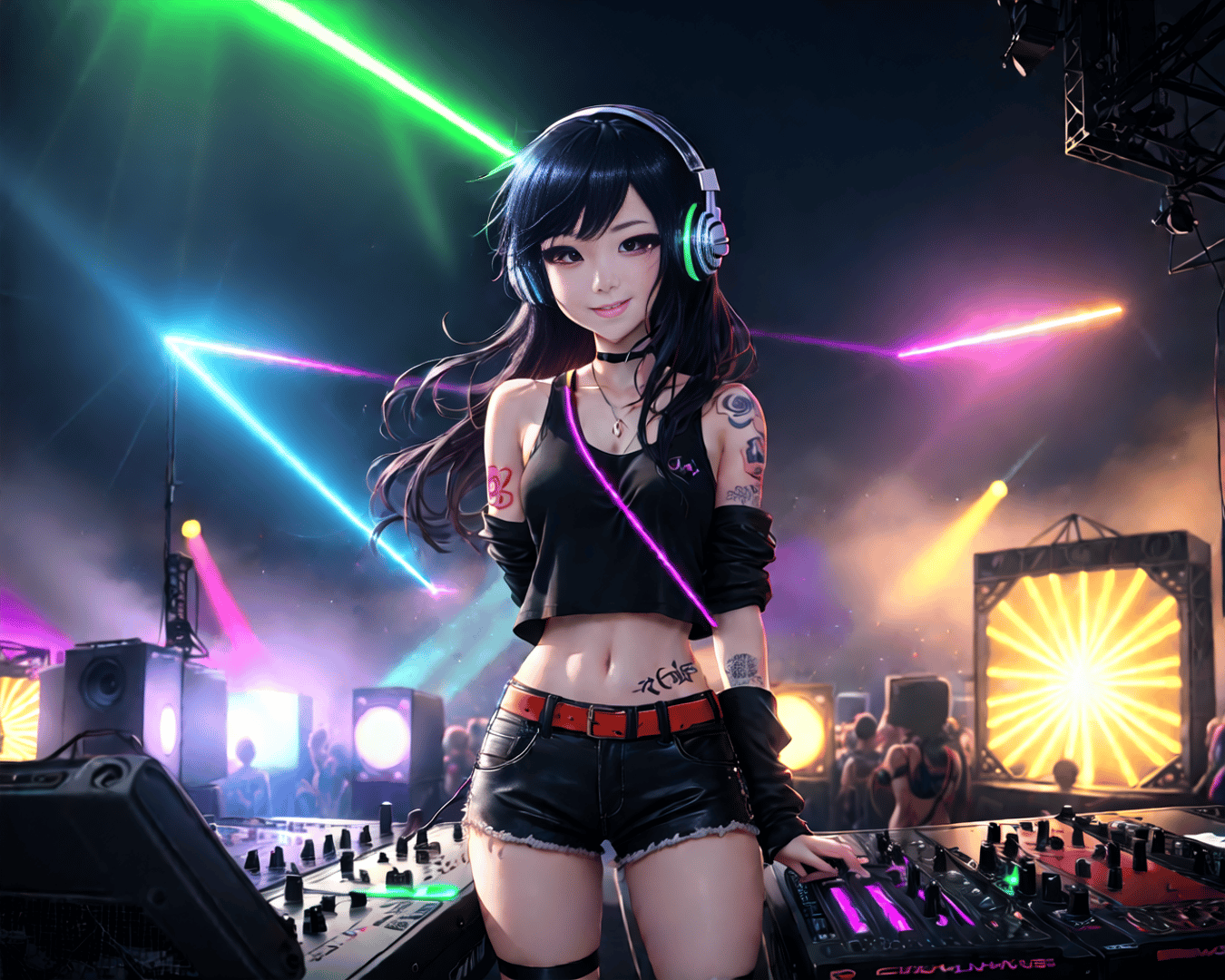 AI generated wallpaper featuring dj, woman, stage