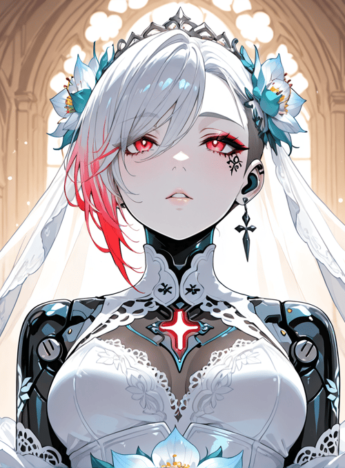 woman, bride, cyborg, angel