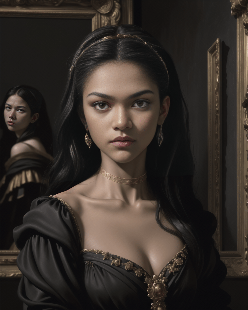 AI generated wallpaper featuring woman, portrait, mirror