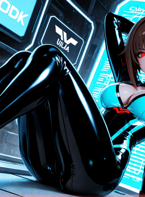 cyberpunk, anime, woman, character, goggles, flowers, neon, robot, fashion, lucy