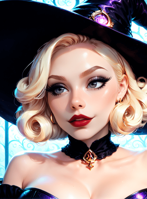 witch, cauldron, bottles, hat, choker, hands