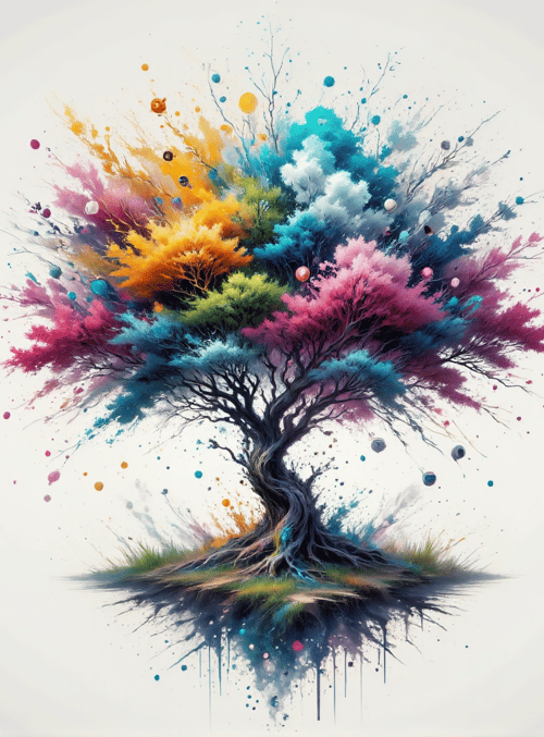 tree, paint, splash