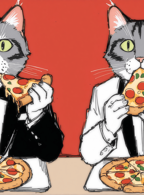cat, pizza, tuxedo