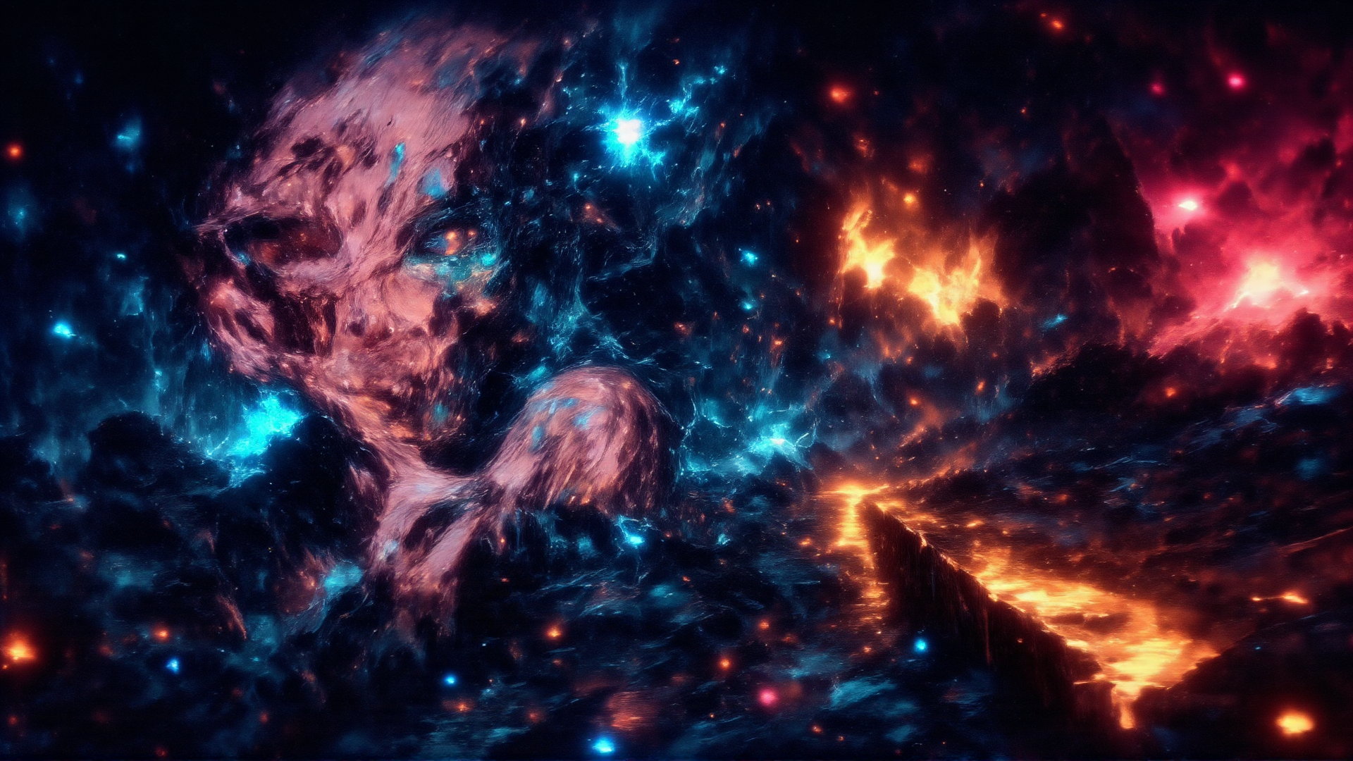 AI generated wallpaper featuring nebula, galaxy, cosmos, stellar, space, clouds, stars, universe, cosmic, galactic