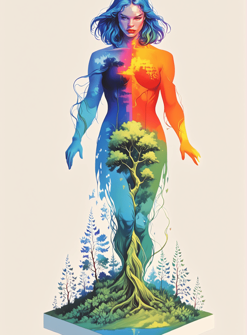 woman, tree, nature