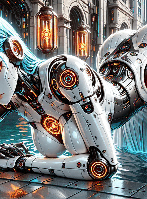 robot, cyborg, anime, futuristic, dolphin