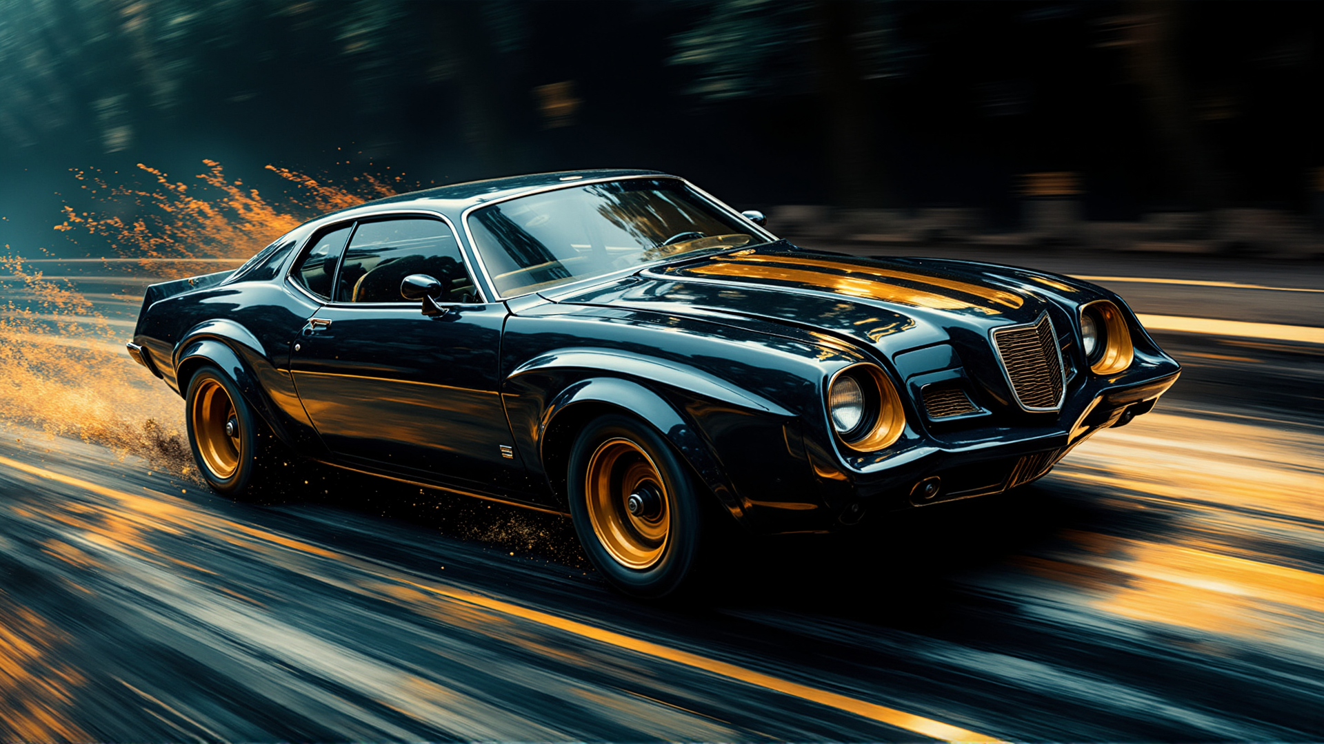 AI generated wallpaper featuring car, muscle car, classic car, sports car, vehicle, automobile