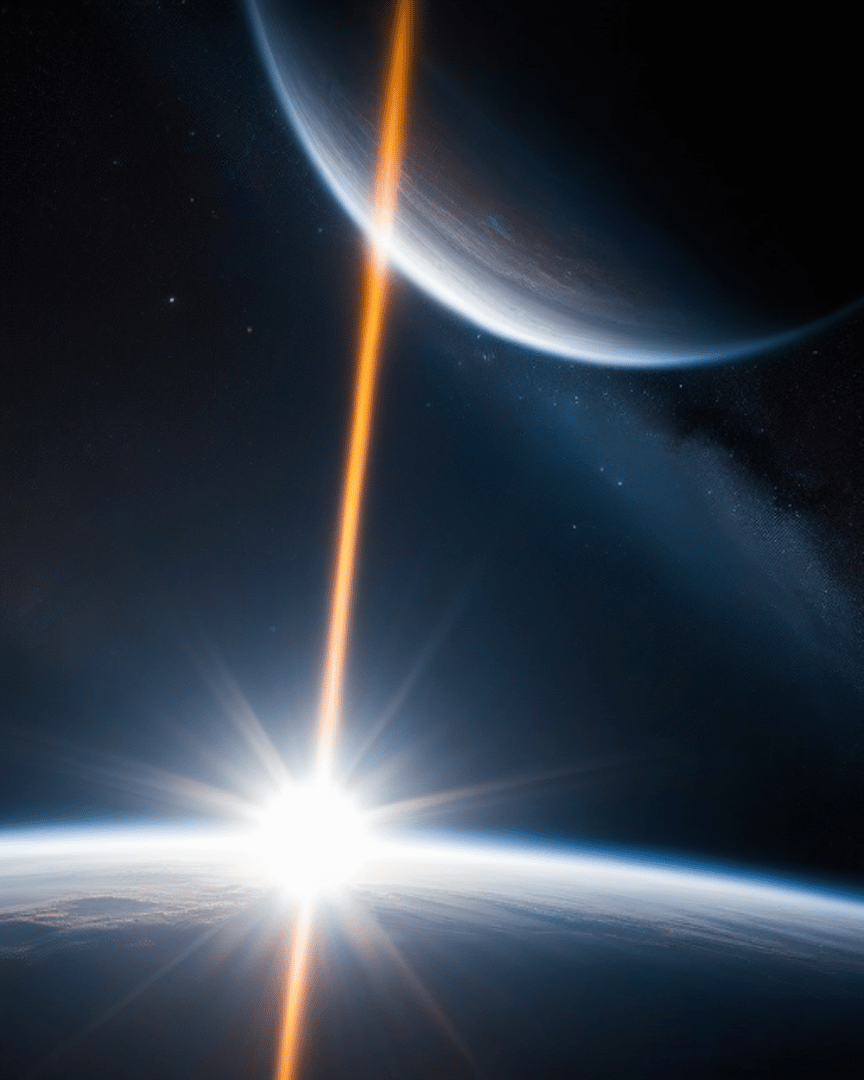 AI generated wallpaper featuring sun, planet, galaxy