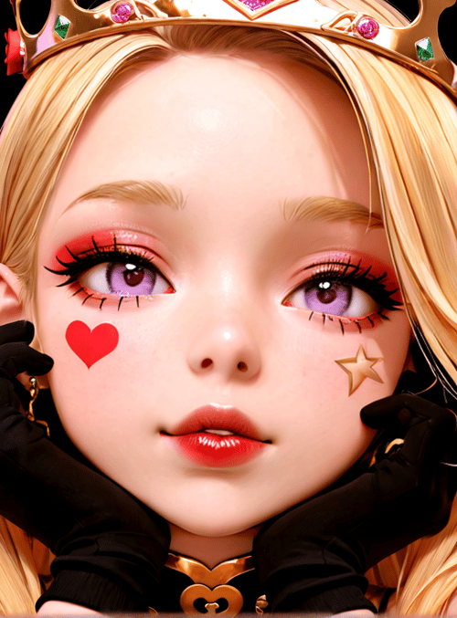 fairy, princess, wings, gloves, crown, hearts, stars, hair, eyes, ears