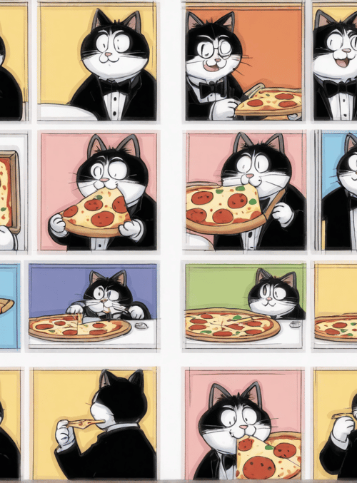 cat, pizza, tuxedo