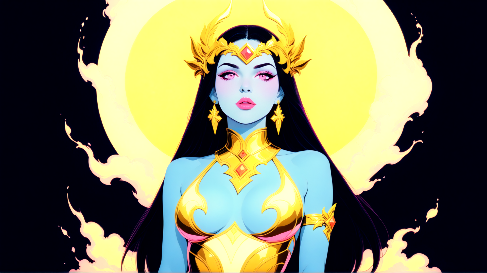 AI generated wallpaper featuring goddess, queen, deity