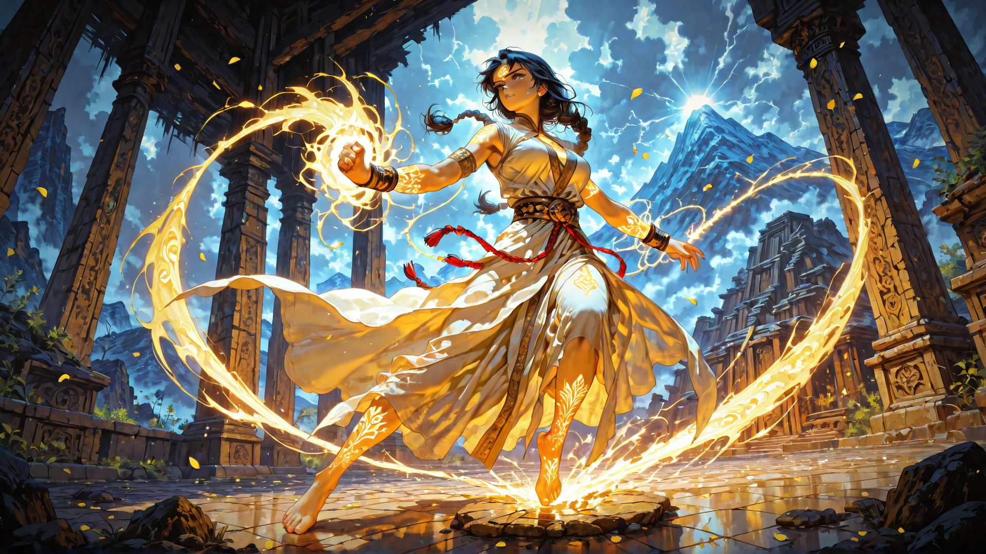 AI generated wallpaper featuring woman, magician, ancient
