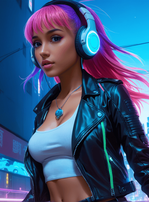 girl, neon, street