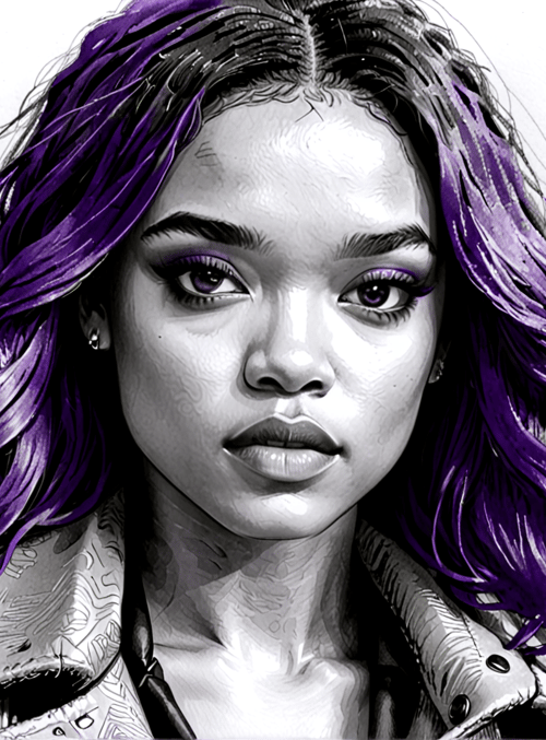 woman, hair, jacket, sketch