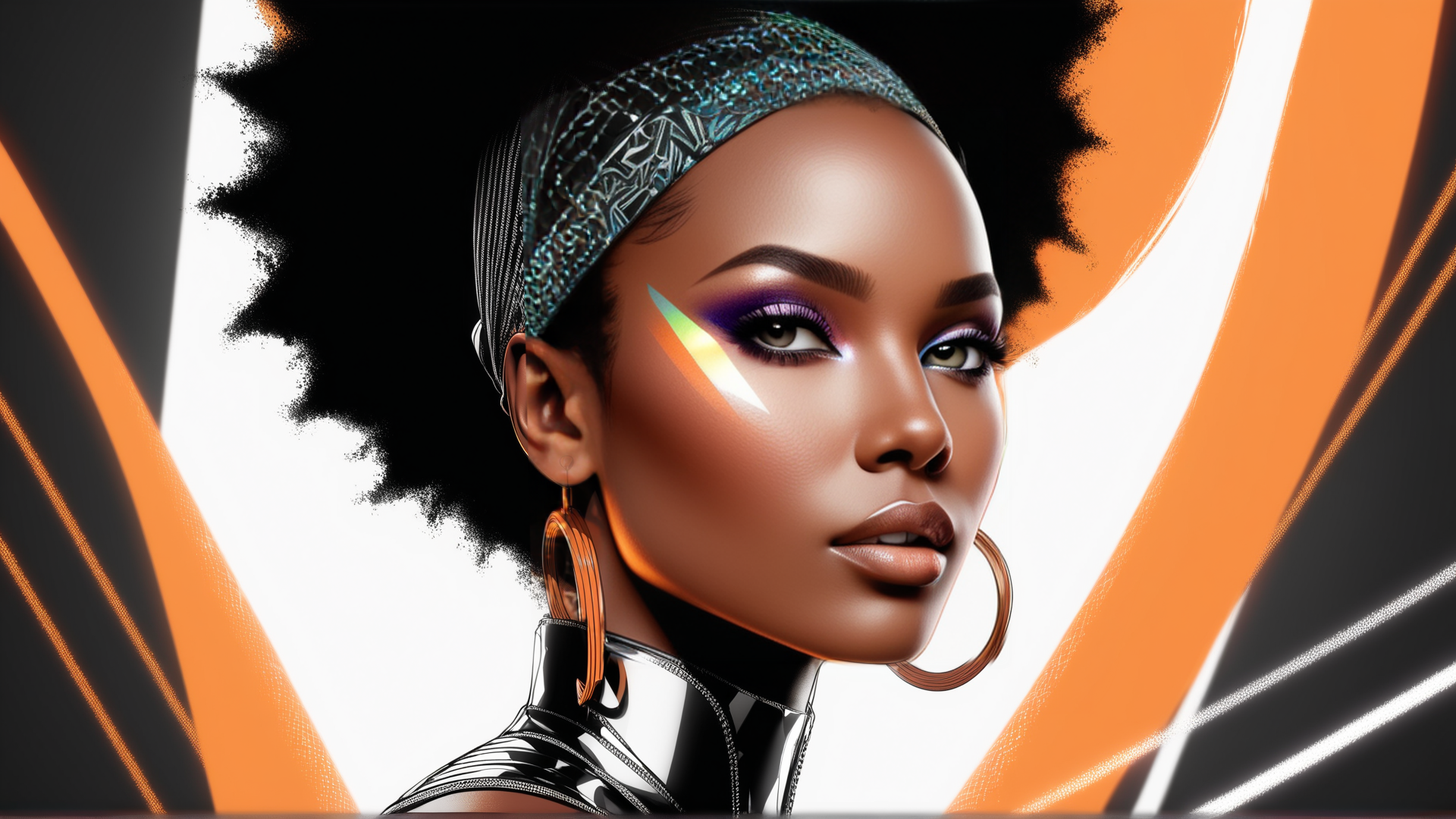 AI generated wallpaper featuring woman, headband, earrings