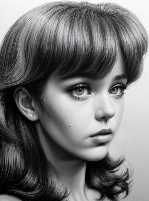 portrait, sketch, woman