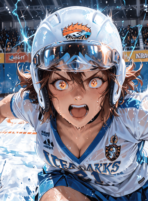 ice hockey player, hockey stick, helmet, uniform, rink, audience, sports arena