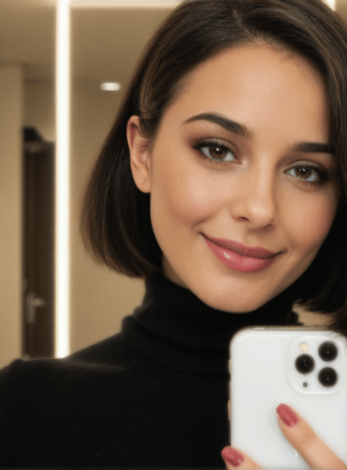 woman, phone, mirror