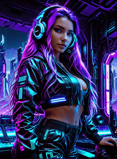 woman, cyberpunk, musician