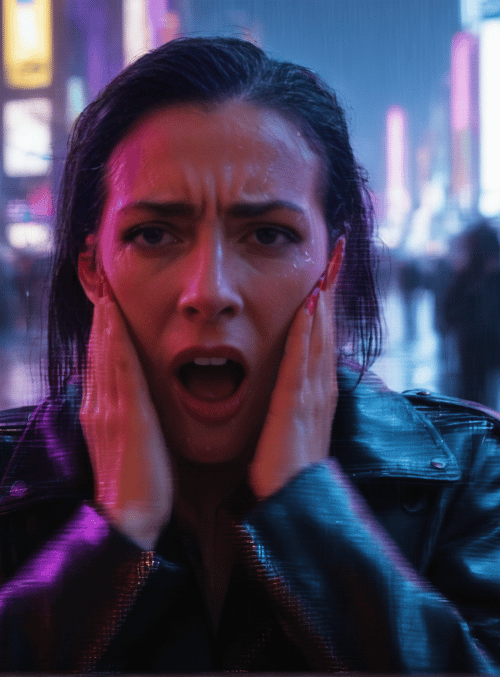 woman, city, crowd
