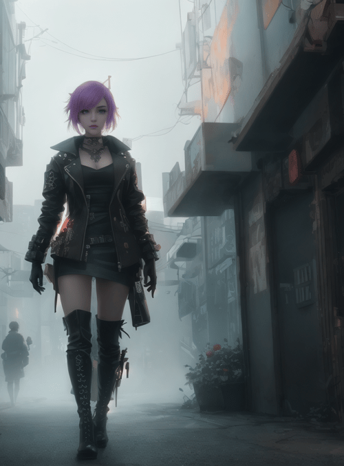 woman, street, futuristic