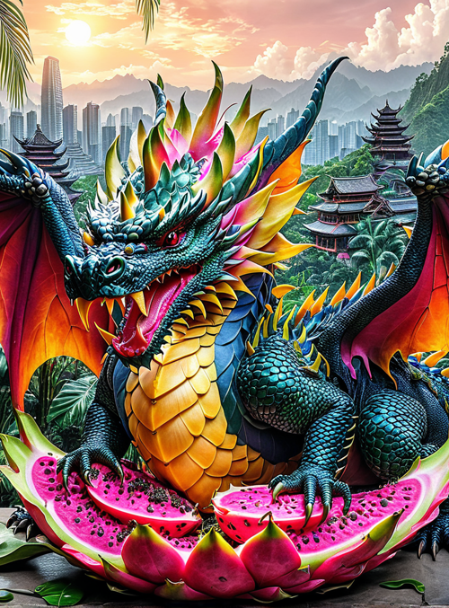 dragon, dragon fruit, lotus