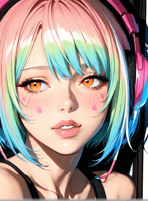 girl, headphones, hair, window, cityscape