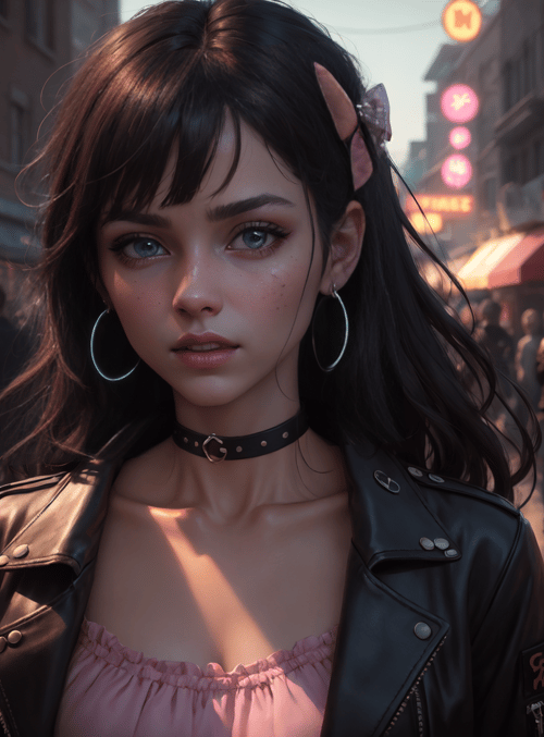 woman, street, city