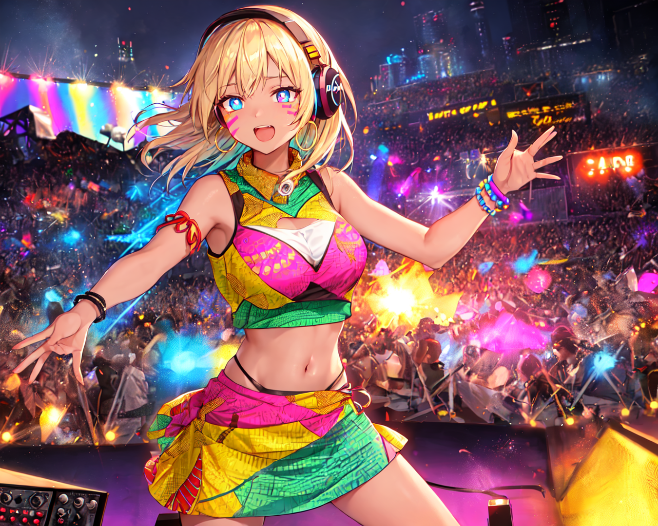 AI generated wallpaper featuring girl, concert, stage