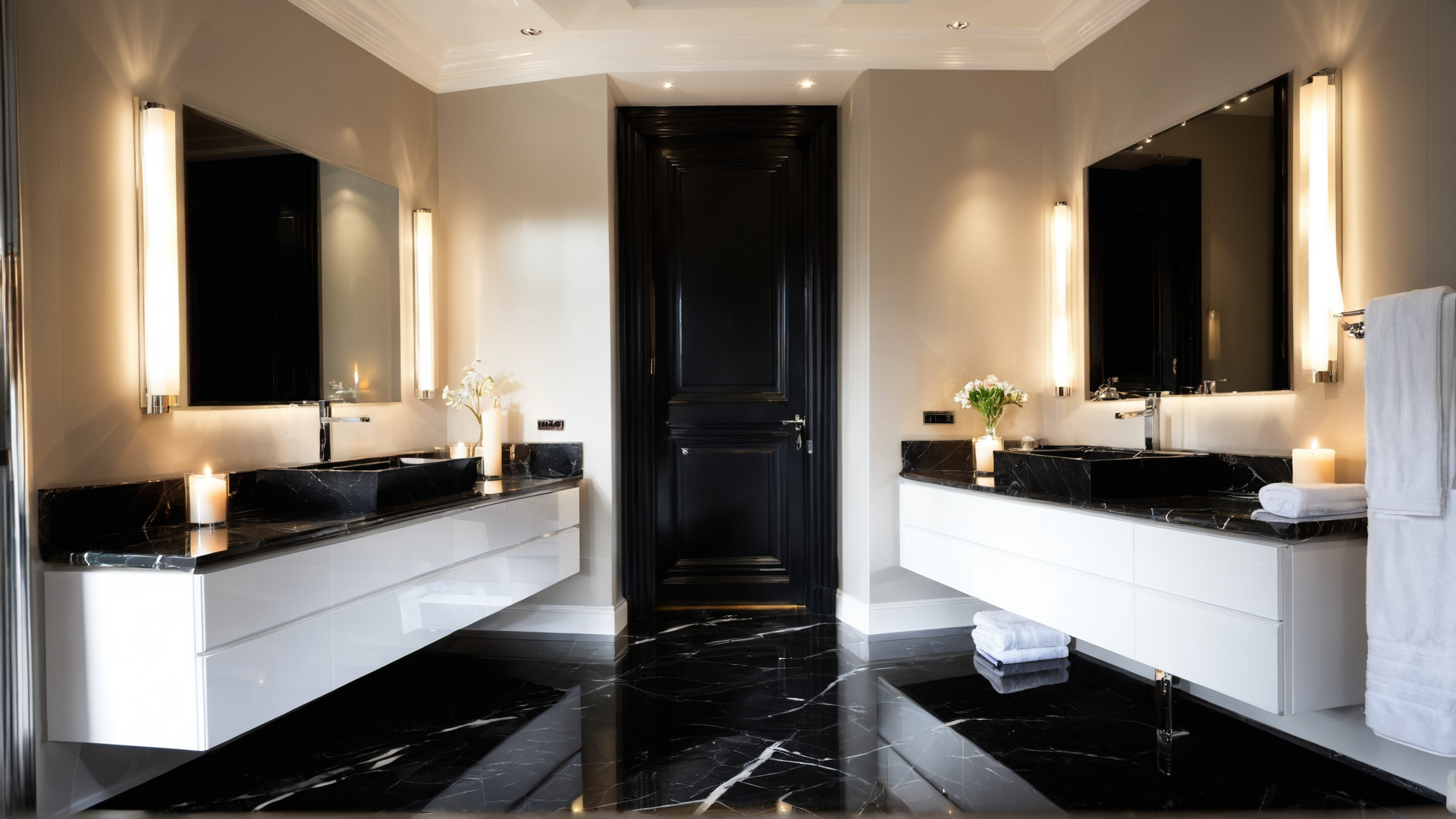 AI generated wallpaper featuring bathroom, vanity, mirror
