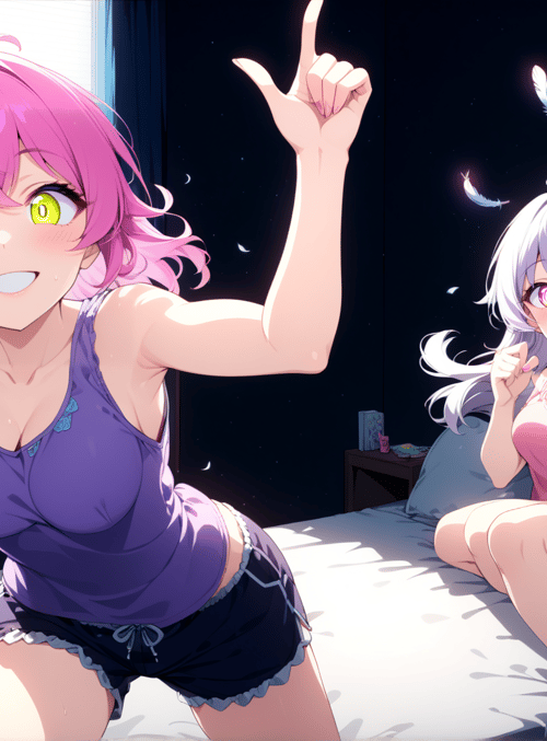 girls, anime characters, bedroom
