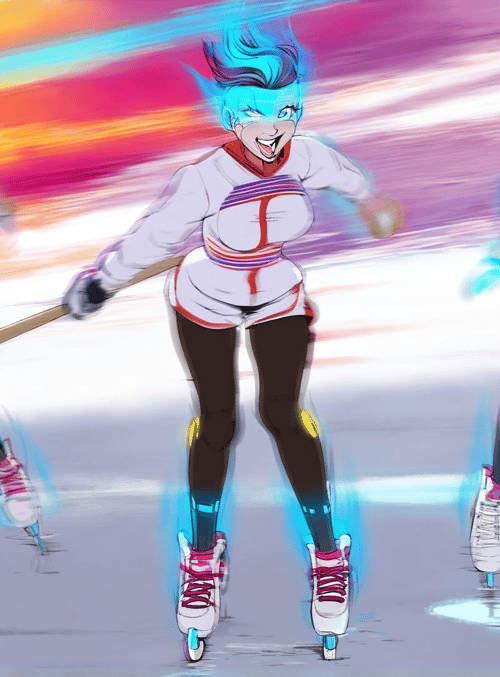 skaters, anime girls, speed, ice, rollerskates