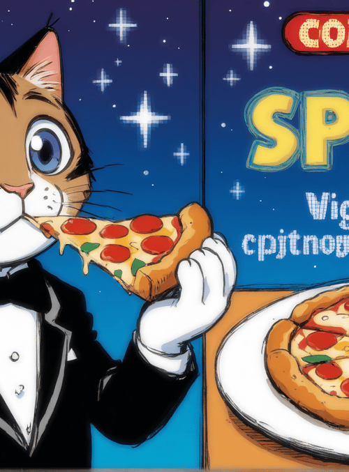 cat, pizza, comic
