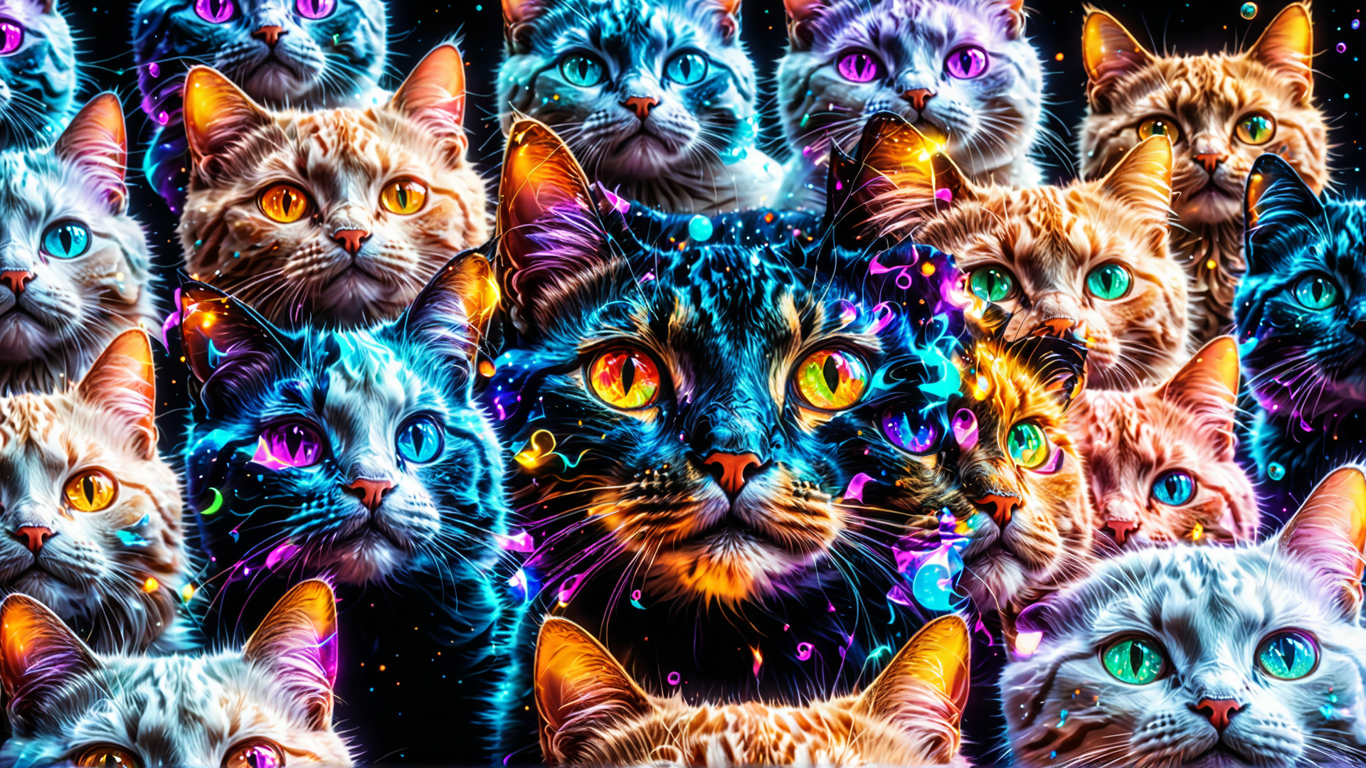 AI generated wallpaper featuring cats, feline, kittens