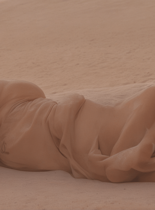 woman, sand, umbrella