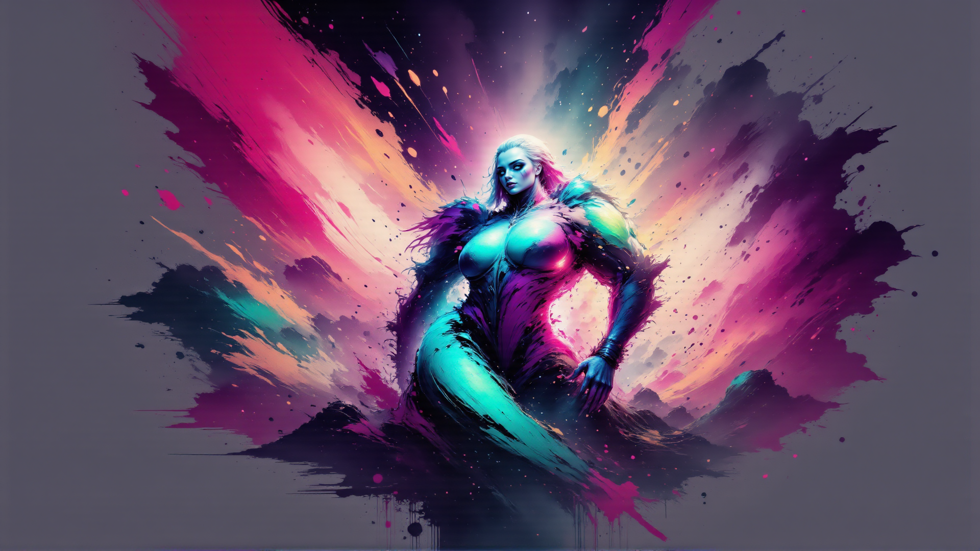 AI generated wallpaper featuring woman, fashion, art