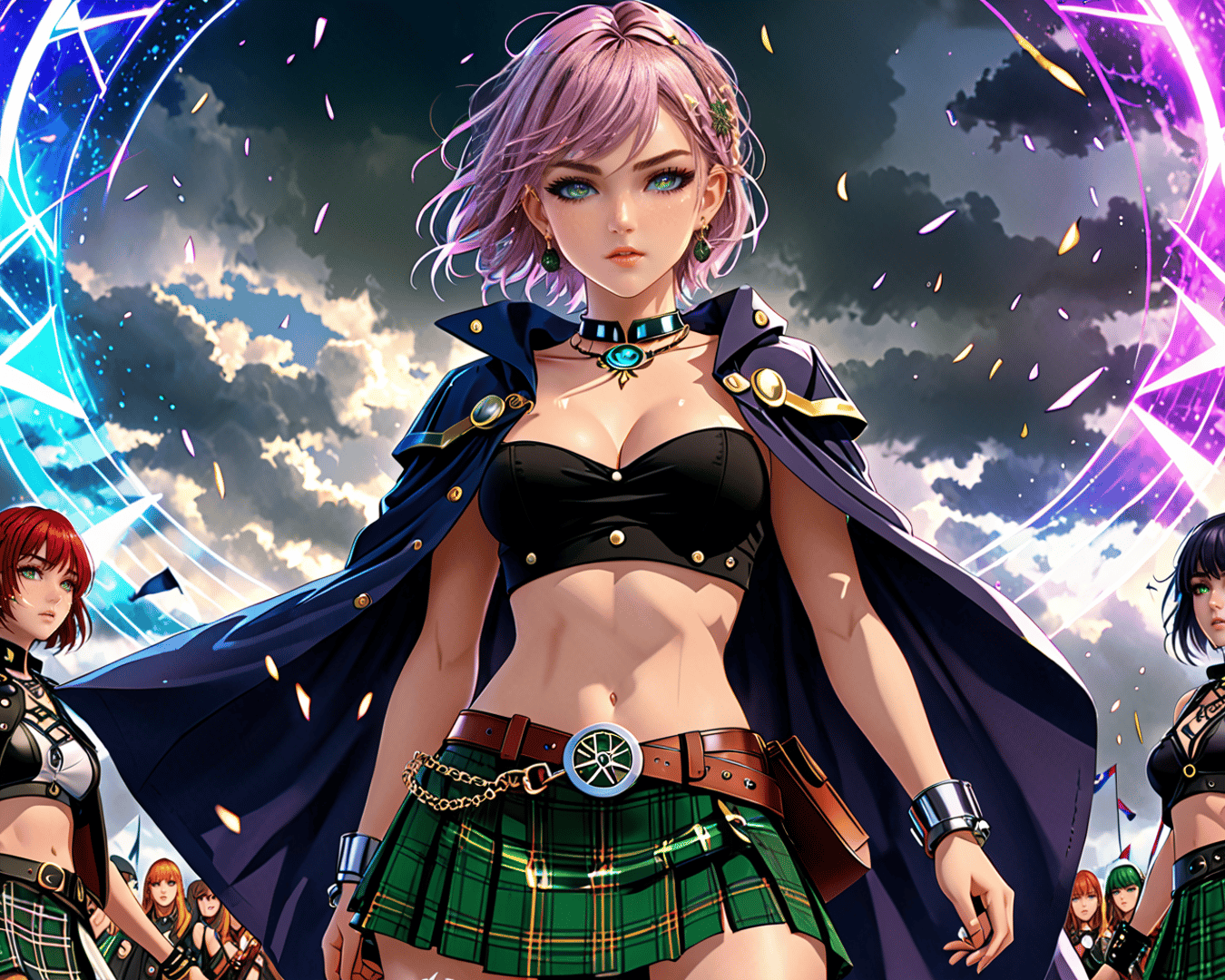 AI generated wallpaper featuring woman, soldier, group