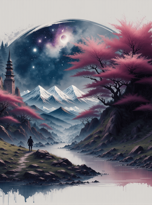 castle, trees, mountains