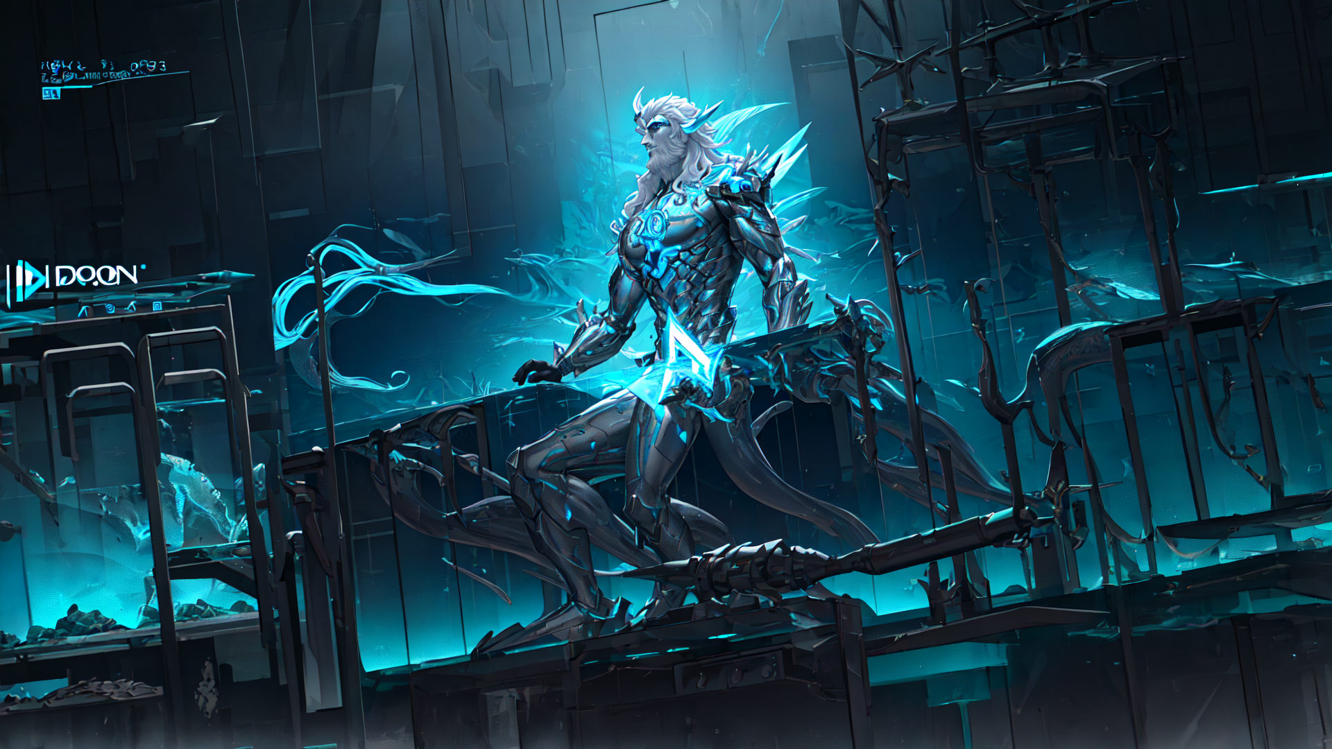 AI generated wallpaper featuring character, armor, swords